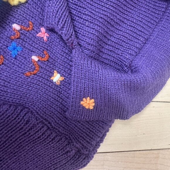 Vintage Baby Toddler Sweater Coat with Embroidered Flowers Size 2T - Picture 6 of 8